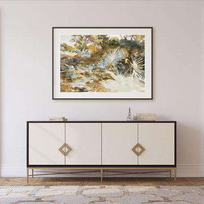 Immerse yourself in the serene beauty of nature with this exquisite watercolor painting. The for Foyer