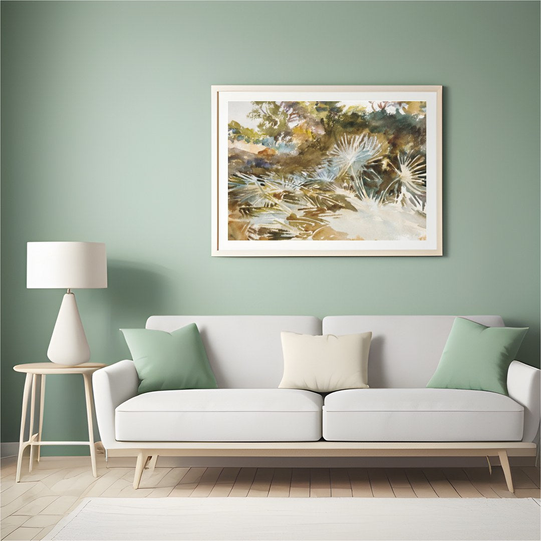 Immerse yourself in the serene beauty of nature with this exquisite watercolor painting. The for Hall