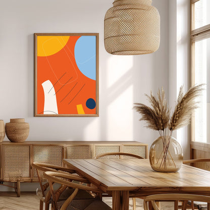 This striking abstract piece combines bold geometric shapes with vibrant colors, creating a dynamic for Extra Kitchen