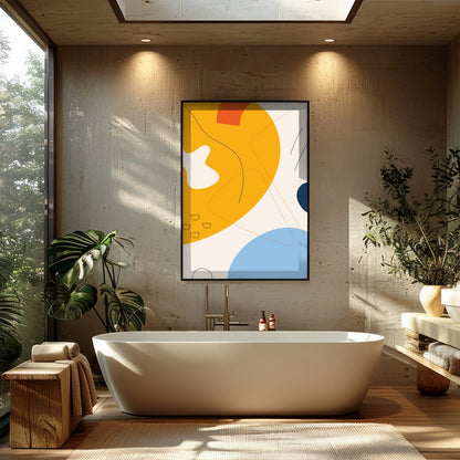 Infuse your space with energy and color through this vibrant abstract piece, featuring bold for Bathroom