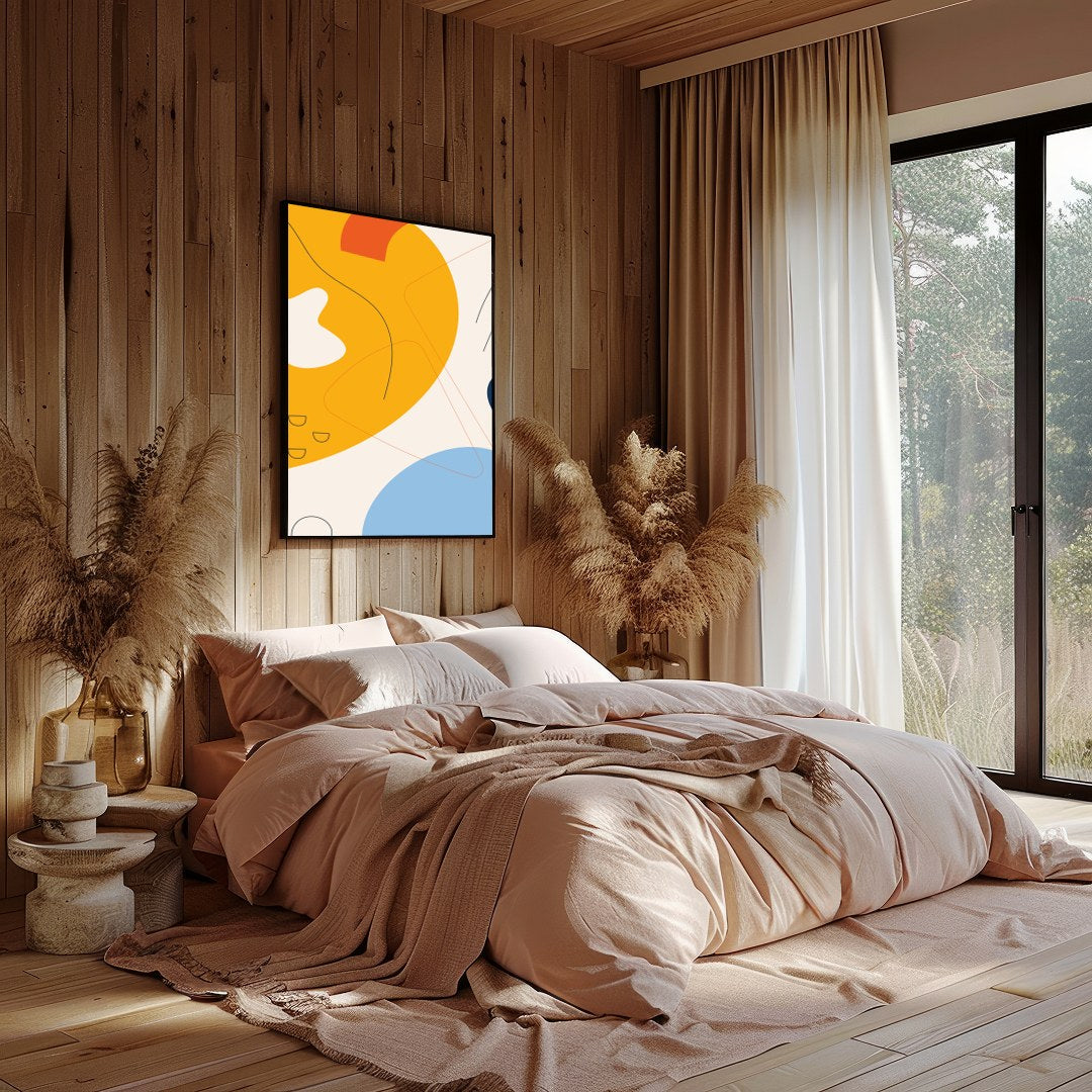 Infuse your space with energy and color through this vibrant abstract piece, featuring bold for Bedroom