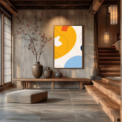 Infuse your space with energy and color through this vibrant abstract piece, featuring bold for Hall