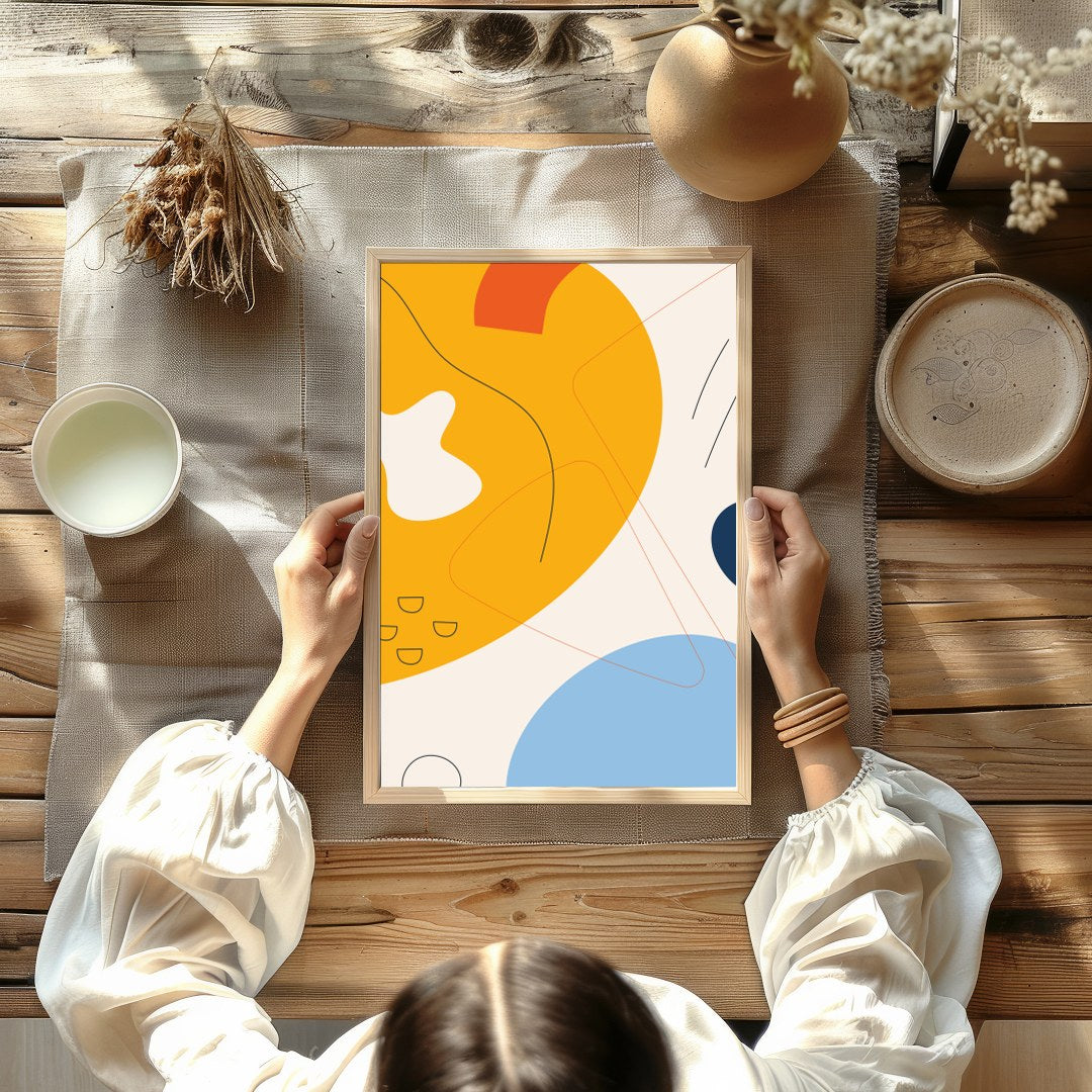 Infuse your space with energy and color through this vibrant abstract piece, featuring bold for Kitchen