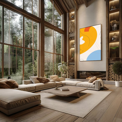 Infuse your space with energy and color through this vibrant abstract piece, featuring bold for Living Room
