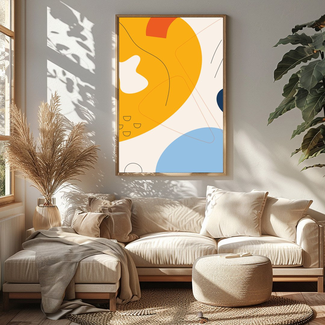 Infuse your space with energy and color through this vibrant abstract piece, featuring bold for Sitting Area