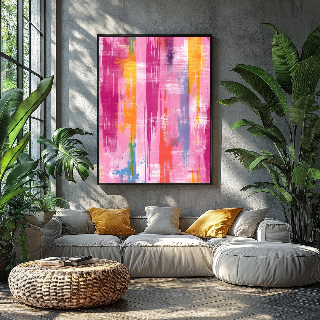 Energize your space with 'Vibrant Abstract Harmony,' a captivating piece that blends splashes of for Balcony