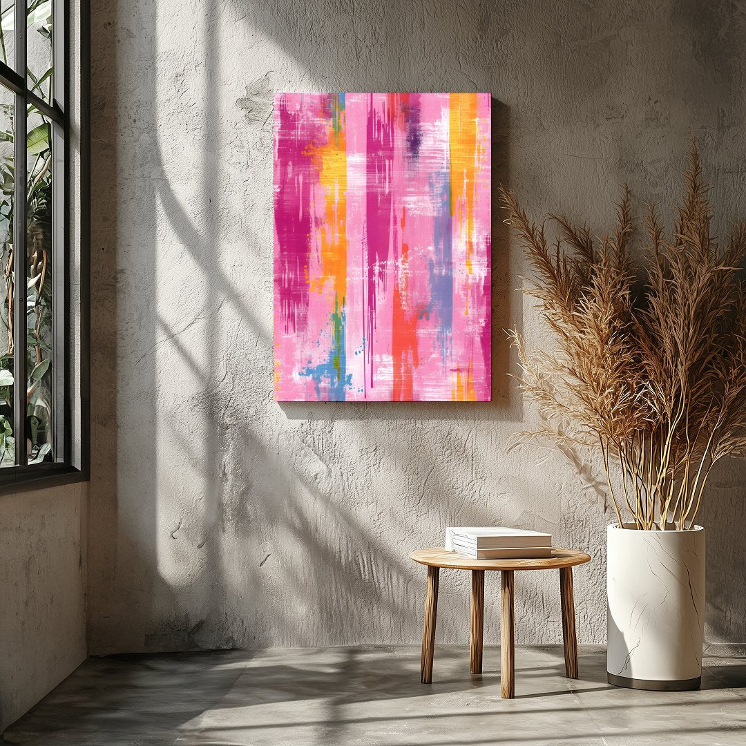 Energize your space with 'Vibrant Abstract Harmony,' a captivating piece that blends splashes of for Entrance