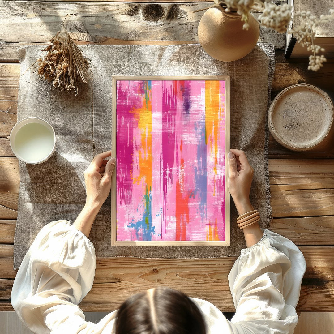 Energize your space with 'Vibrant Abstract Harmony,' a captivating piece that blends splashes of for Kitchen