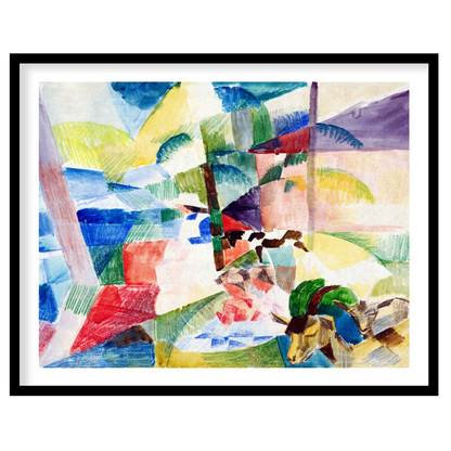 Immerse yourself in a world of color with this stunning abstract landscape. Featuring geometric for hallway