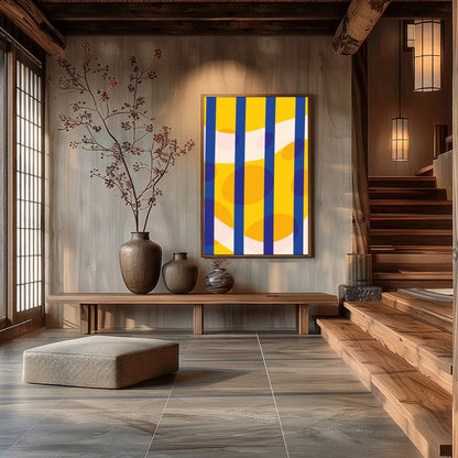 This captivating abstract art piece brings a splash of vibrant colors and dynamic shapes, perfect for Hall