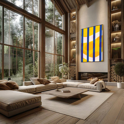 This captivating abstract art piece brings a splash of vibrant colors and dynamic shapes, perfect for Living Room