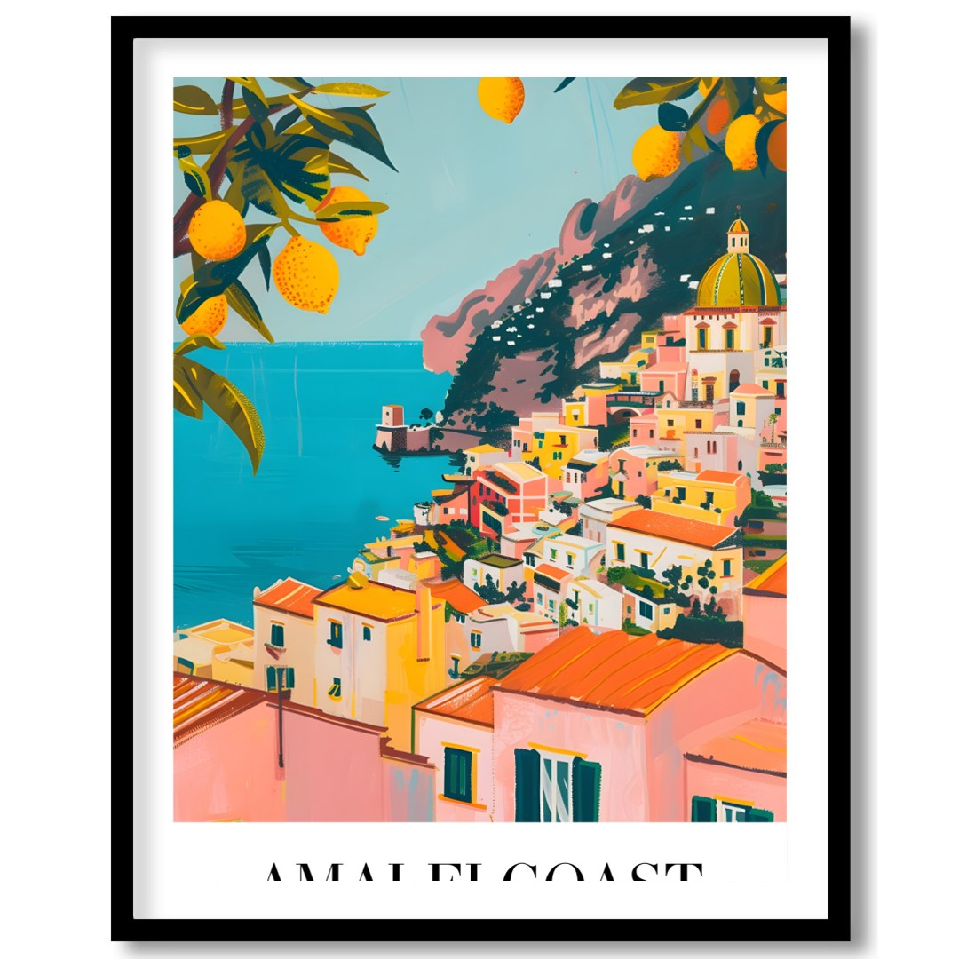 Experience the captivating allure of the Amalfi Coast with this stunning wall art, featuring a for abode