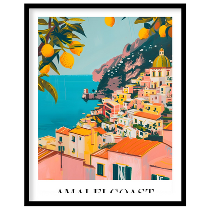 Experience the captivating allure of the Amalfi Coast with this stunning wall art, featuring a for abode
