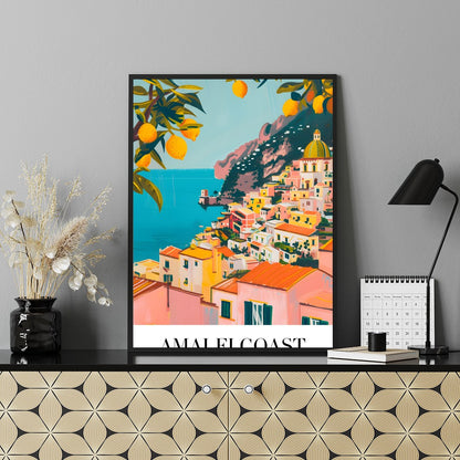 Experience the captivating allure of the Amalfi Coast with this stunning wall art, featuring a for Shelf