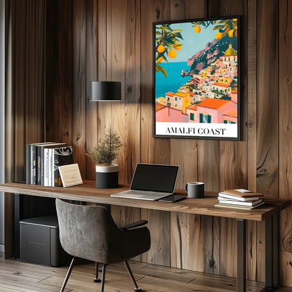 Experience the captivating allure of the Amalfi Coast with this stunning wall art, featuring a for Study and Office