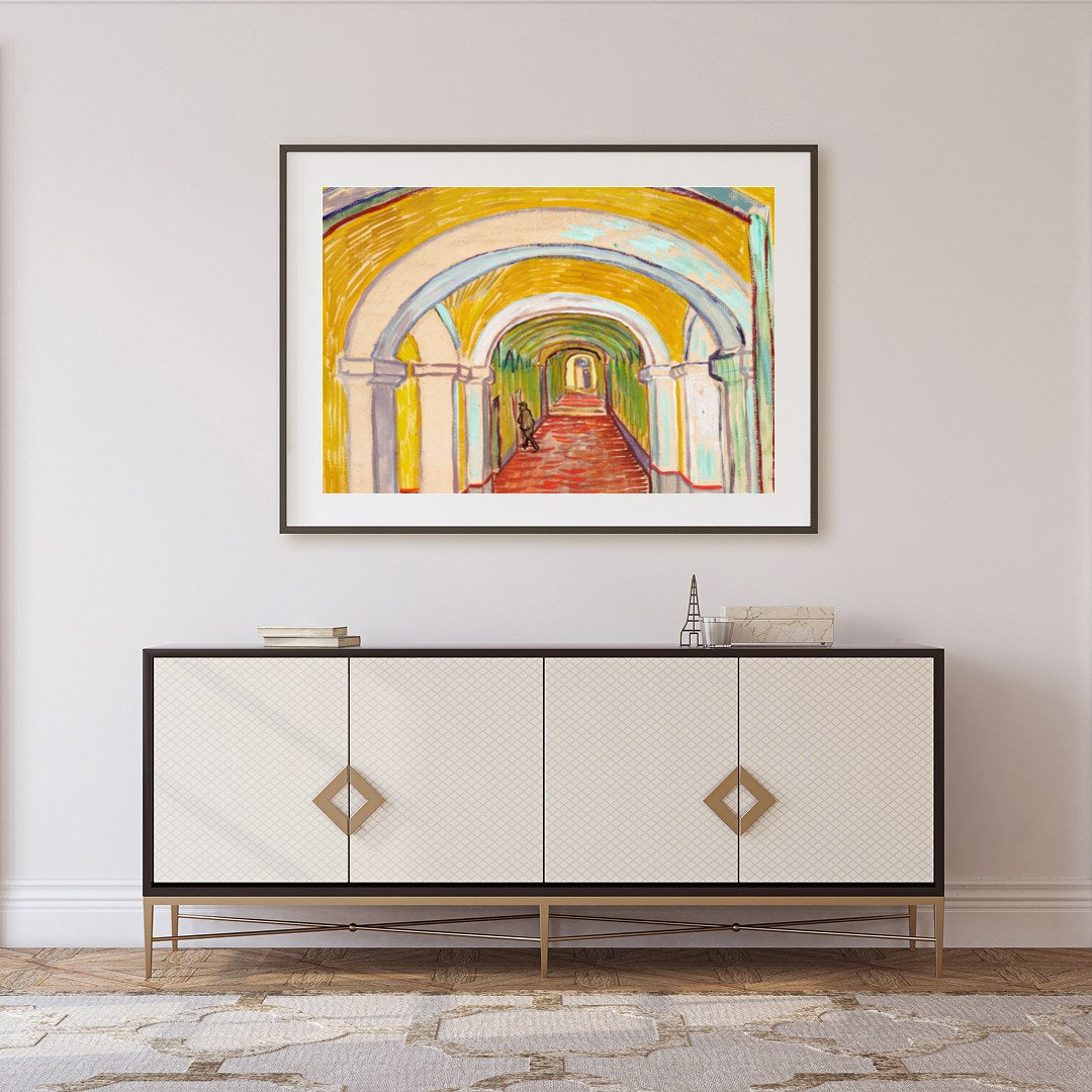 Step into a mesmerizing corridor that captures the essence of movement and architecture. This for Foyer