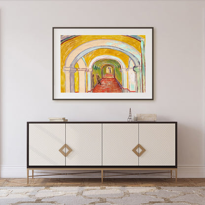 Step into a mesmerizing corridor that captures the essence of movement and architecture. This for Foyer