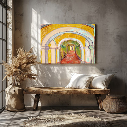 Step into a mesmerizing corridor that captures the essence of movement and architecture. This for Veranda