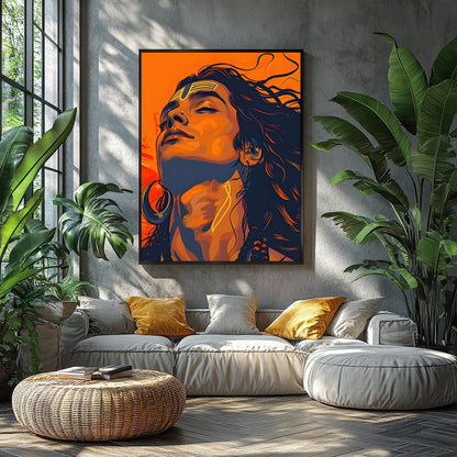 Immerse yourself in the bold and vibrant aesthetics of this striking portrait. The fusion of for Balcony