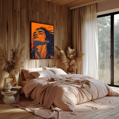 Immerse yourself in the bold and vibrant aesthetics of this striking portrait. The fusion of for Bedroom