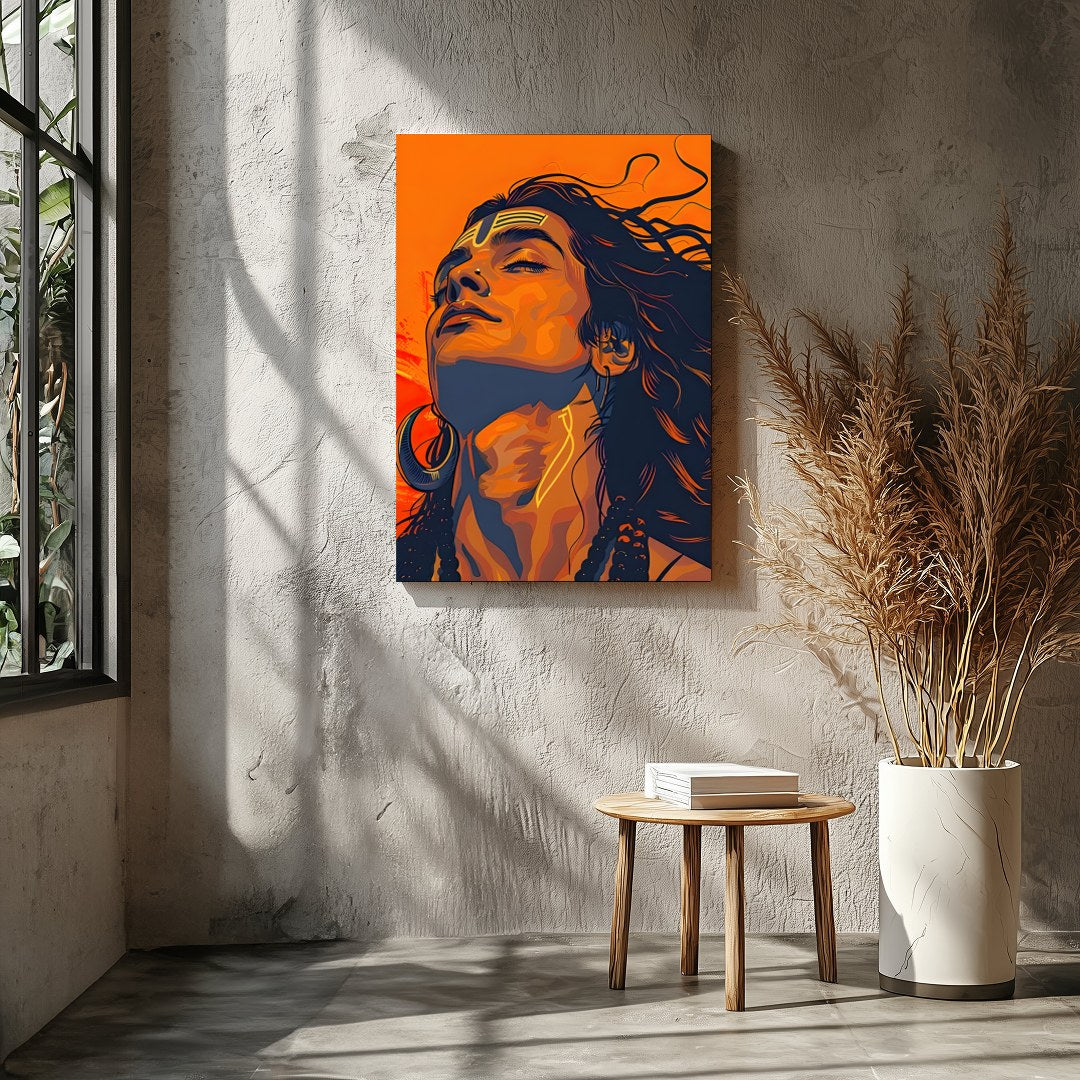 Immerse yourself in the bold and vibrant aesthetics of this striking portrait. The fusion of for Entrance