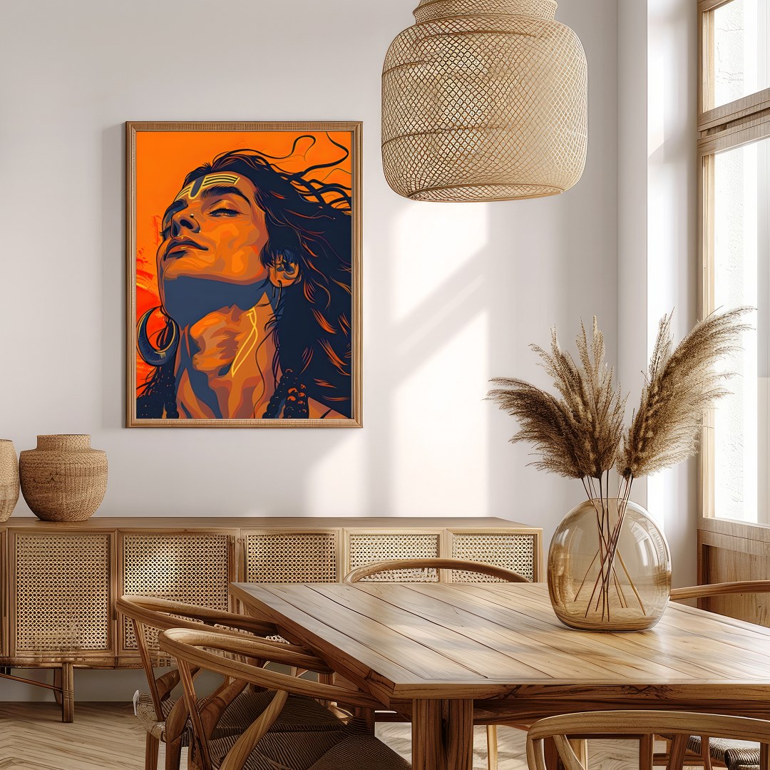 Immerse yourself in the bold and vibrant aesthetics of this striking portrait. The fusion of for Extra Kitchen