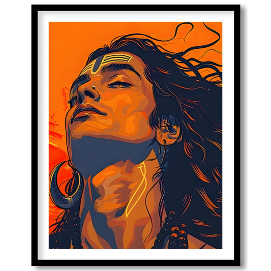 Immerse yourself in the bold and vibrant aesthetics of this striking portrait. The fusion of for hallway