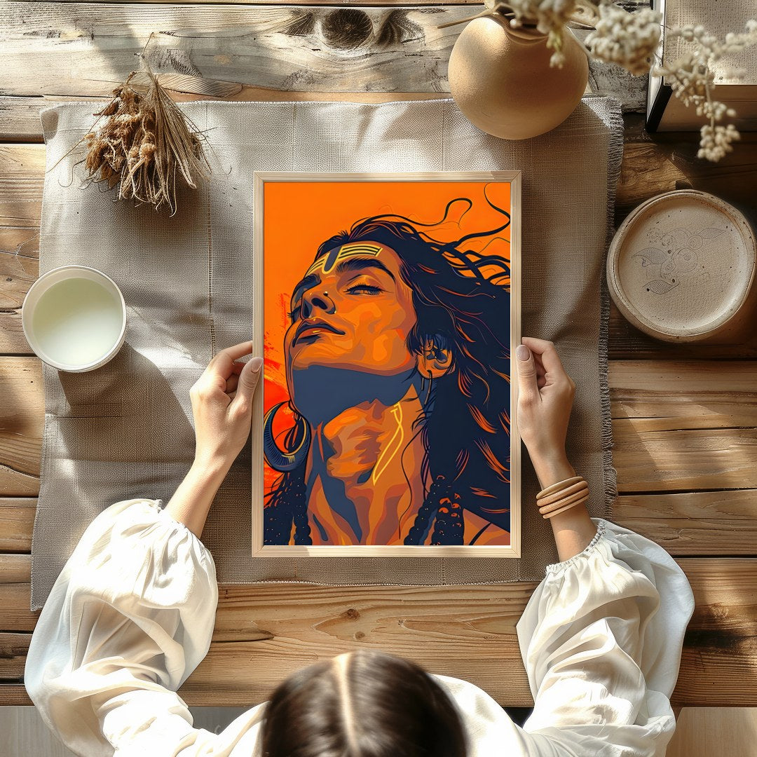 Immerse yourself in the bold and vibrant aesthetics of this striking portrait. The fusion of for Kitchen