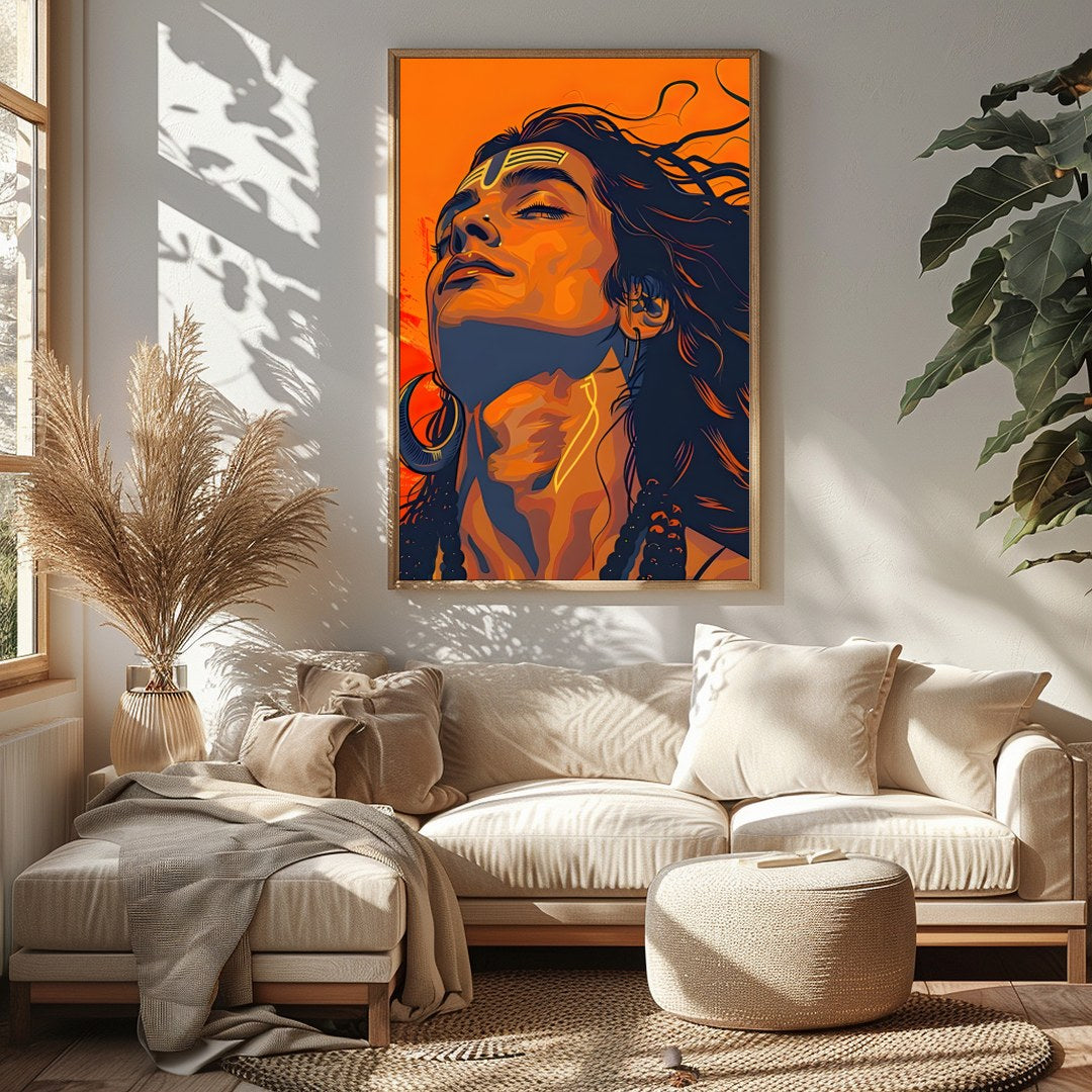 Immerse yourself in the bold and vibrant aesthetics of this striking portrait. The fusion of for Sitting Area