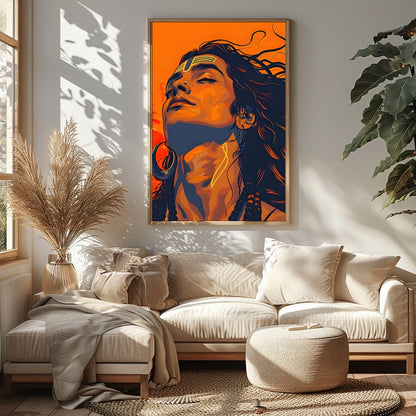Immerse yourself in the bold and vibrant aesthetics of this striking portrait. The fusion of for Sitting Area
