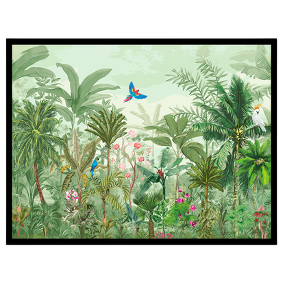 Immerse yourself in the vivid tapestry of a Mughal-inspired garden, teeming with exotic birds and for area