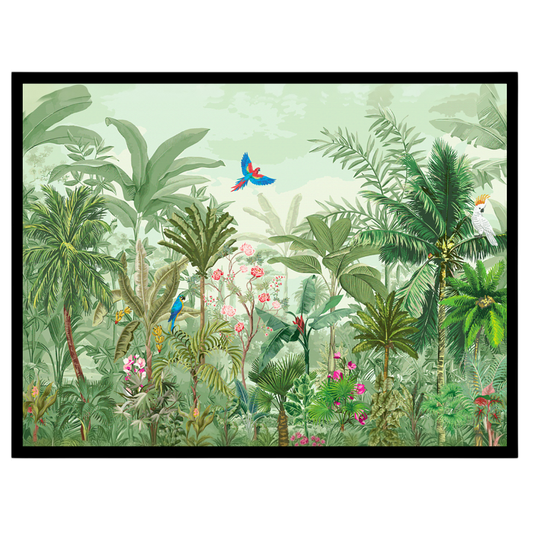 Immerse yourself in the vivid tapestry of a Mughal-inspired garden, teeming with exotic birds and for area