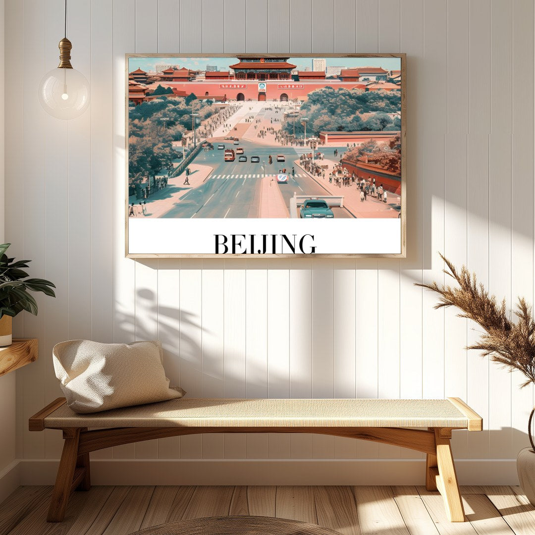 Immerse yourself in the allure of Beijing with this stunning wall art, capturing the essence of a for Hallway
