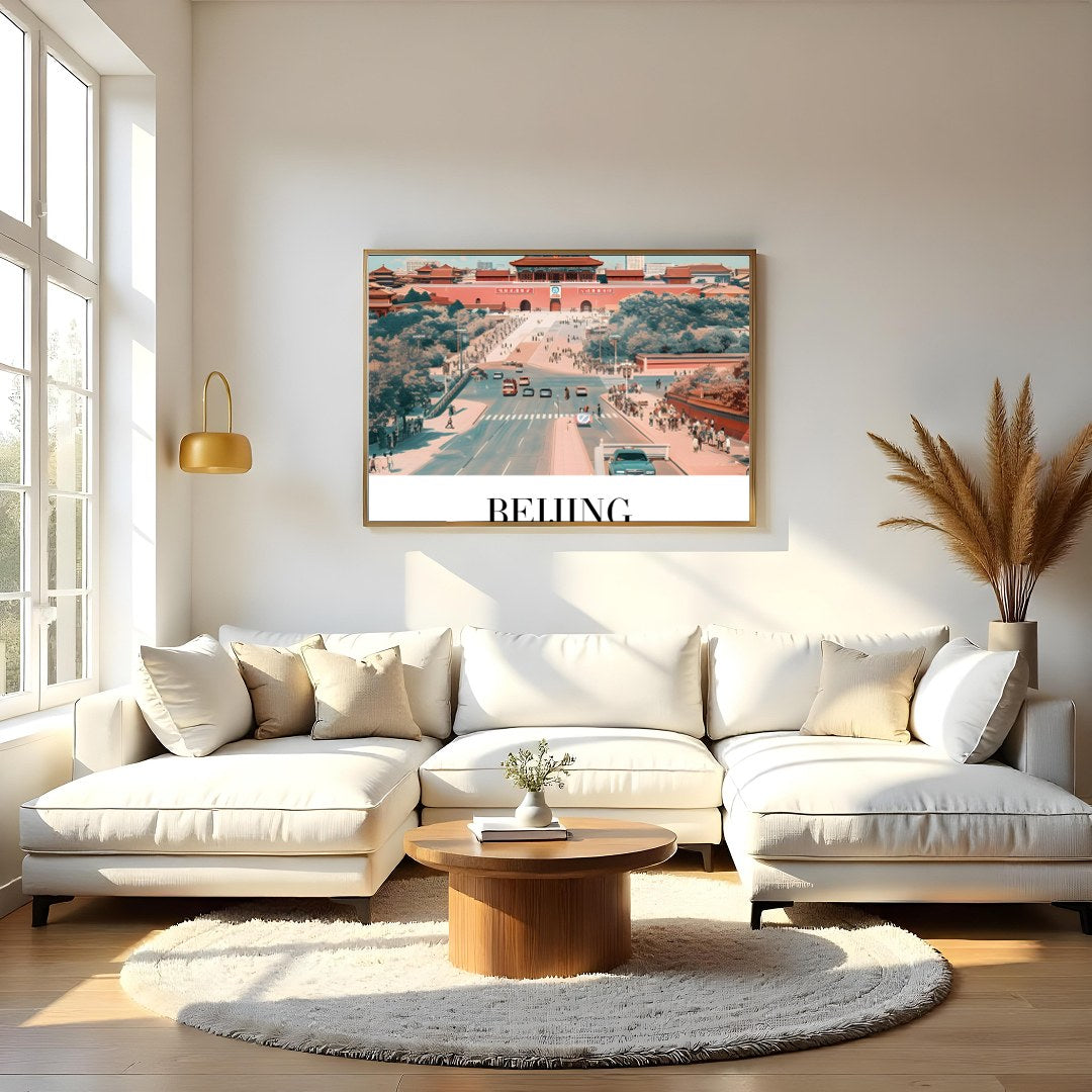 Immerse yourself in the allure of Beijing with this stunning wall art, capturing the essence of a for Living Room