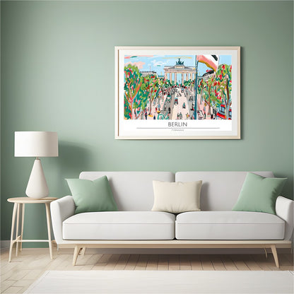 Capture the lively essence of Berlin with this vibrant street scene artwork. Featuring bold, for Hall