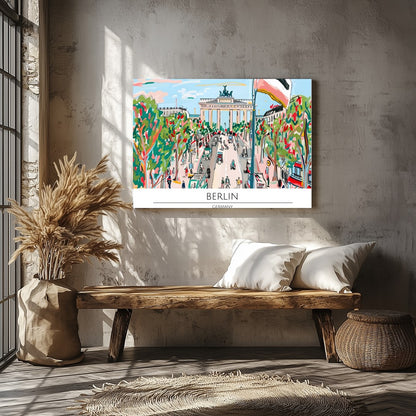 Capture the lively essence of Berlin with this vibrant street scene artwork. Featuring bold, for Veranda