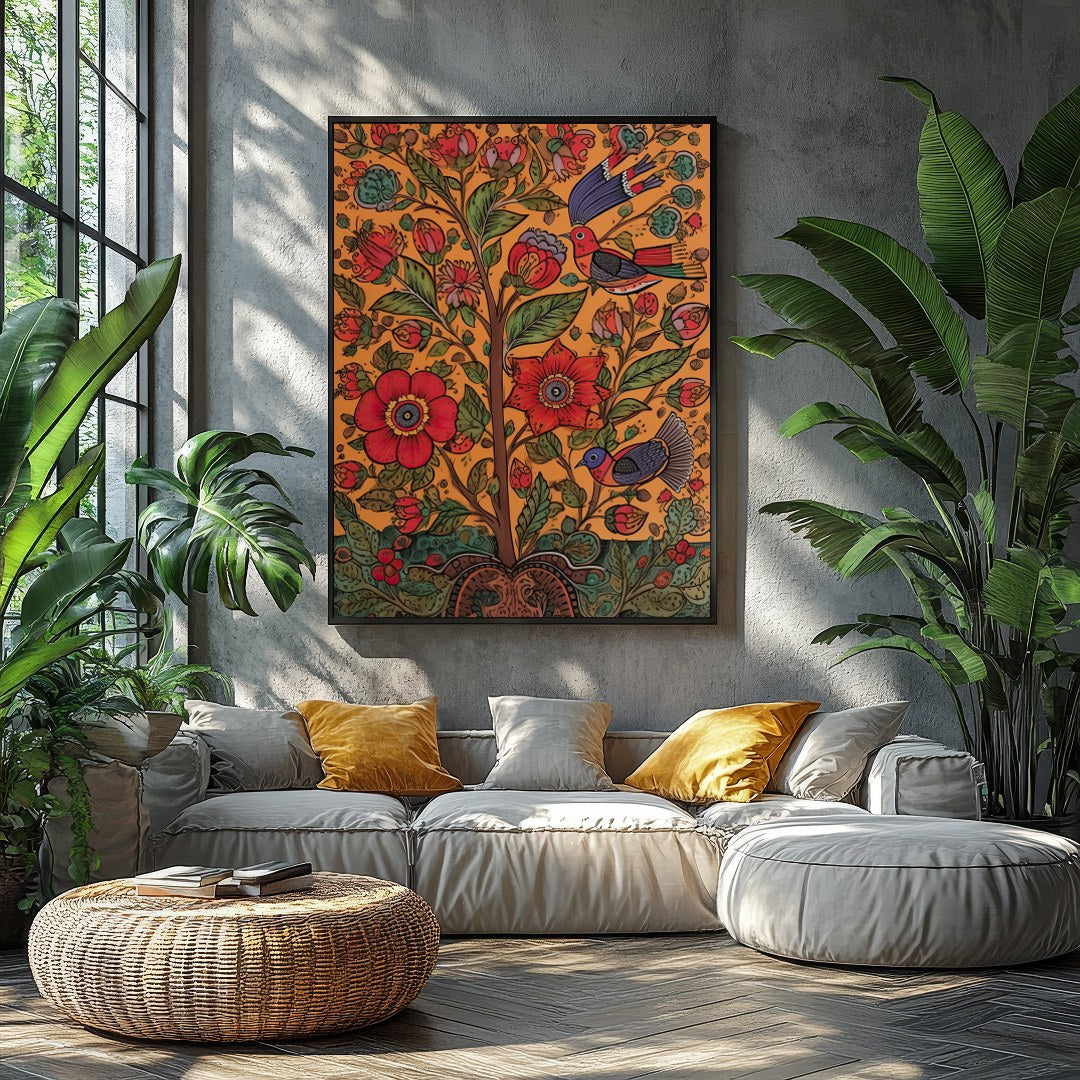 This captivating piece of wall art brings nature to life with its vivid portrayal of birds and for Balcony