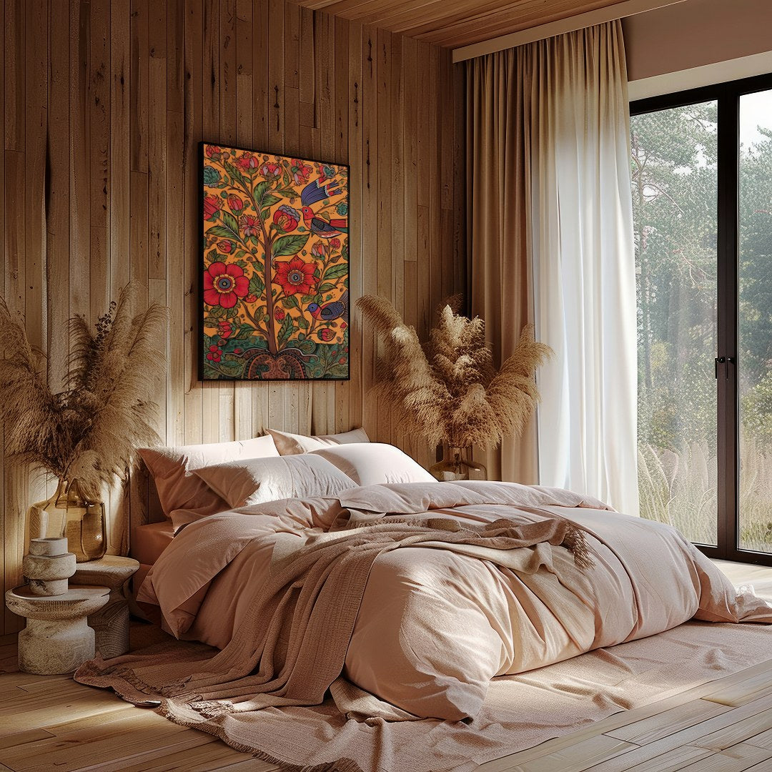 This captivating piece of wall art brings nature to life with its vivid portrayal of birds and for Bedroom