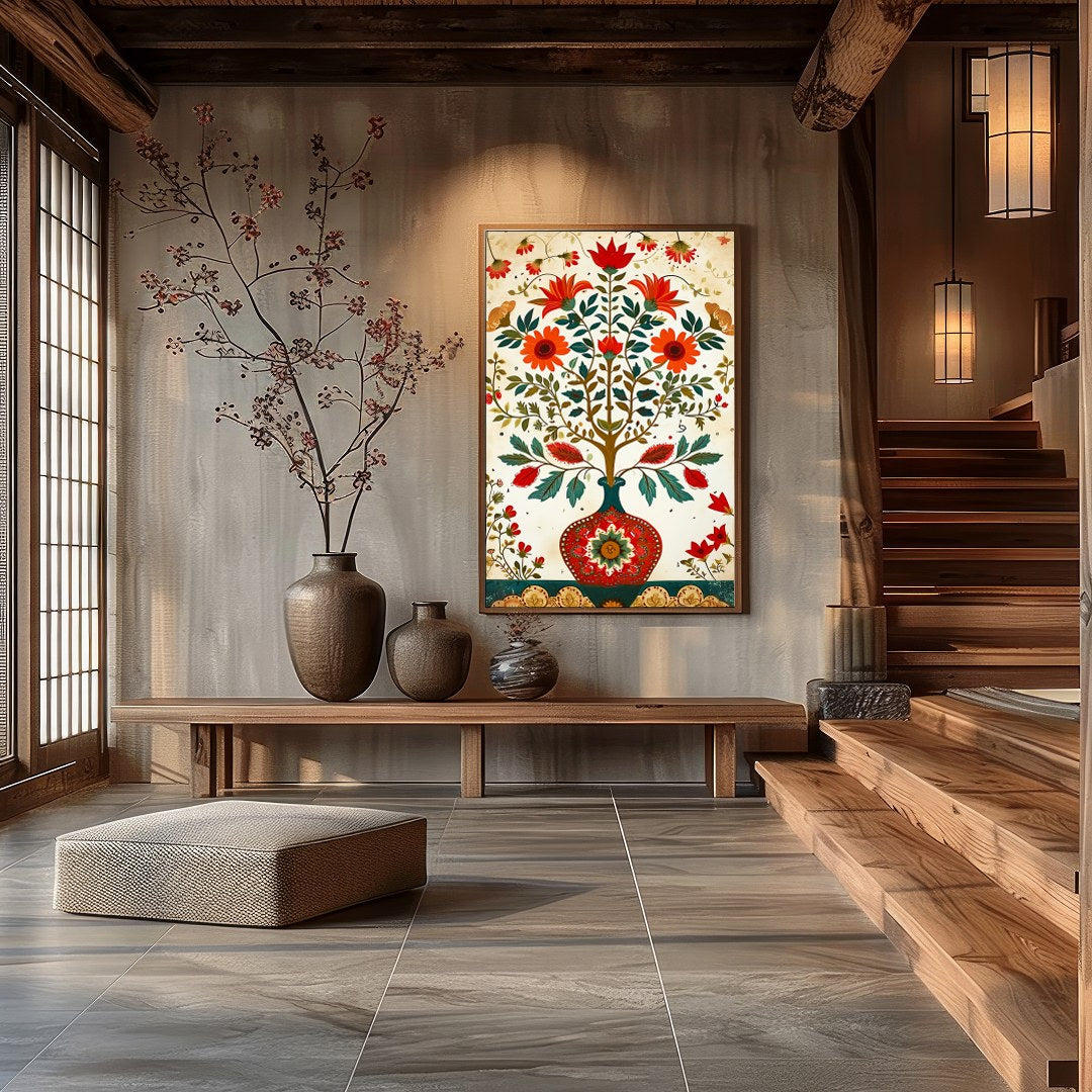 Embrace nature's elegance with this enchanting floral artwork. A lavish display of vibrant reds, for Hall