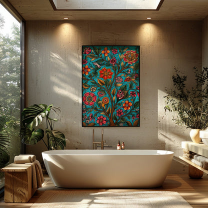 Infuse your space with the lively energy of this bold floral artwork. Featuring vivid flowers for Bathroom