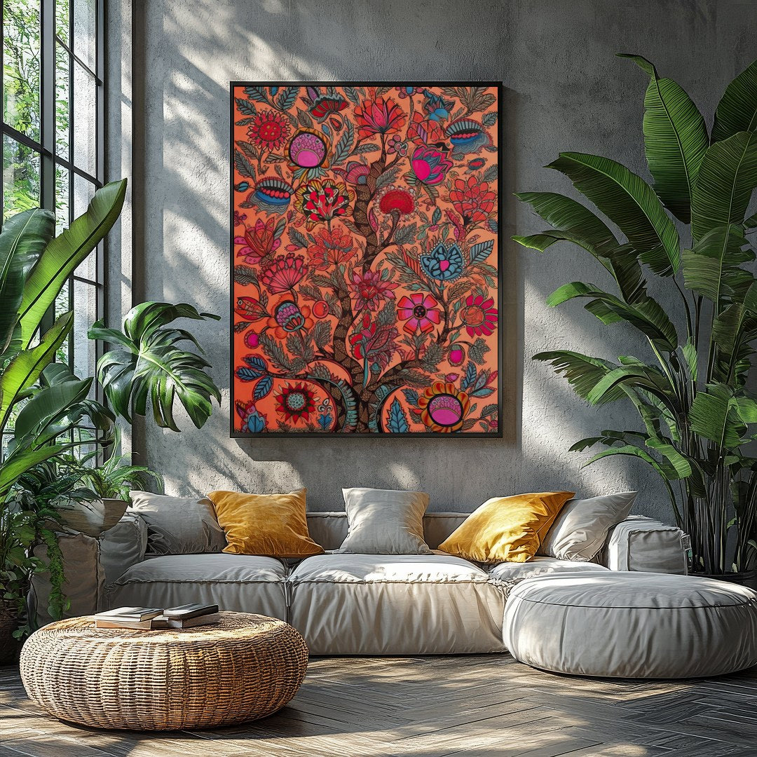 Immerse yourself in a vivid world with this intricate piece of wall art. Featuring elaborate floral for Balcony