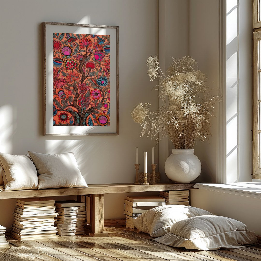 Immerse yourself in a vivid world with this intricate piece of wall art. Featuring elaborate floral for dwelling