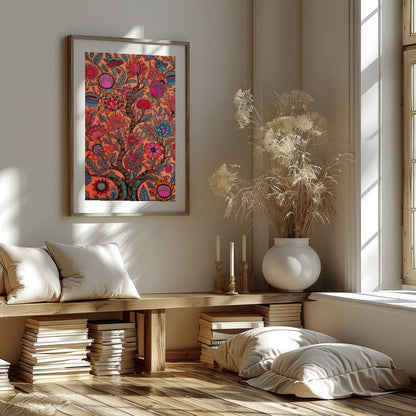 Immerse yourself in a vivid world with this intricate piece of wall art. Featuring elaborate floral for dwelling