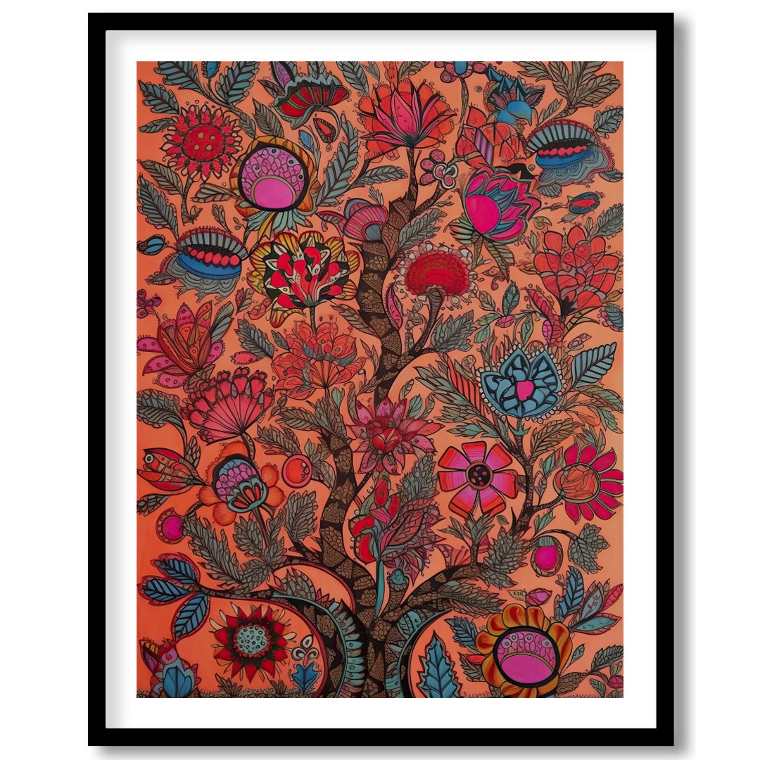 Immerse yourself in a vivid world with this intricate piece of wall art. Featuring elaborate floral for gallery