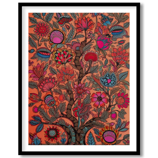 Immerse yourself in a vivid world with this intricate piece of wall art. Featuring elaborate floral for gallery