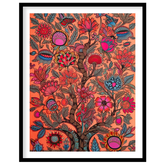 Immerse yourself in a vivid world with this intricate piece of wall art. Featuring elaborate floral for gallery