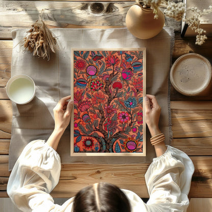 Immerse yourself in a vivid world with this intricate piece of wall art. Featuring elaborate floral for Kitchen