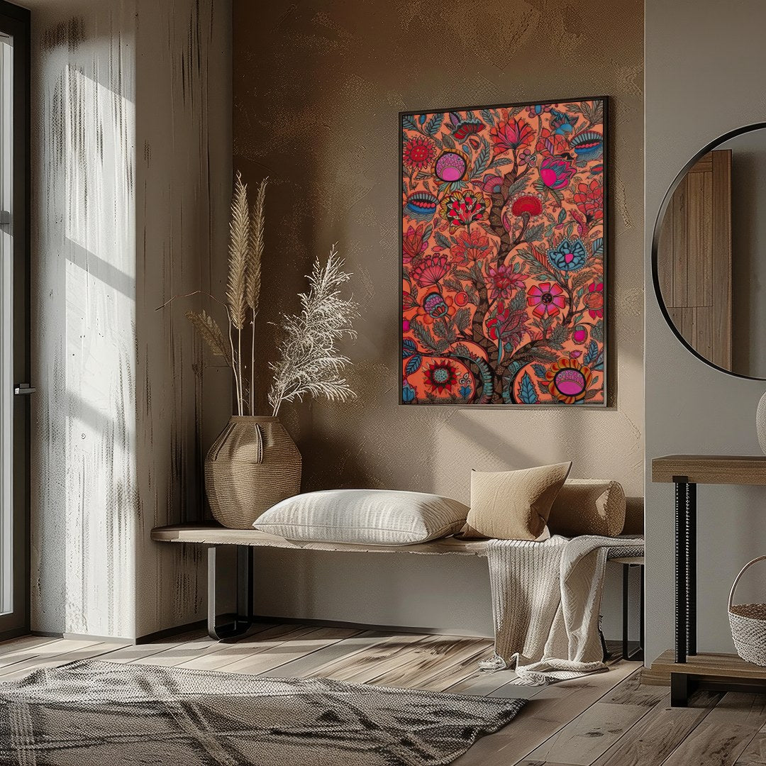 Immerse yourself in a vivid world with this intricate piece of wall art. Featuring elaborate floral for sanctuary