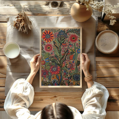 Immerse yourself in the lively intricacy of 'Vibrant Botanical Fantasy,' a stunning piece that for Kitchen