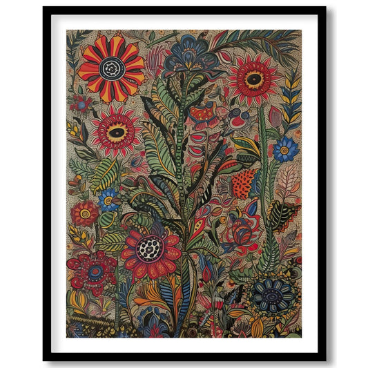 Immerse yourself in the lively intricacy of 'Vibrant Botanical Fantasy,' a stunning piece that for loft